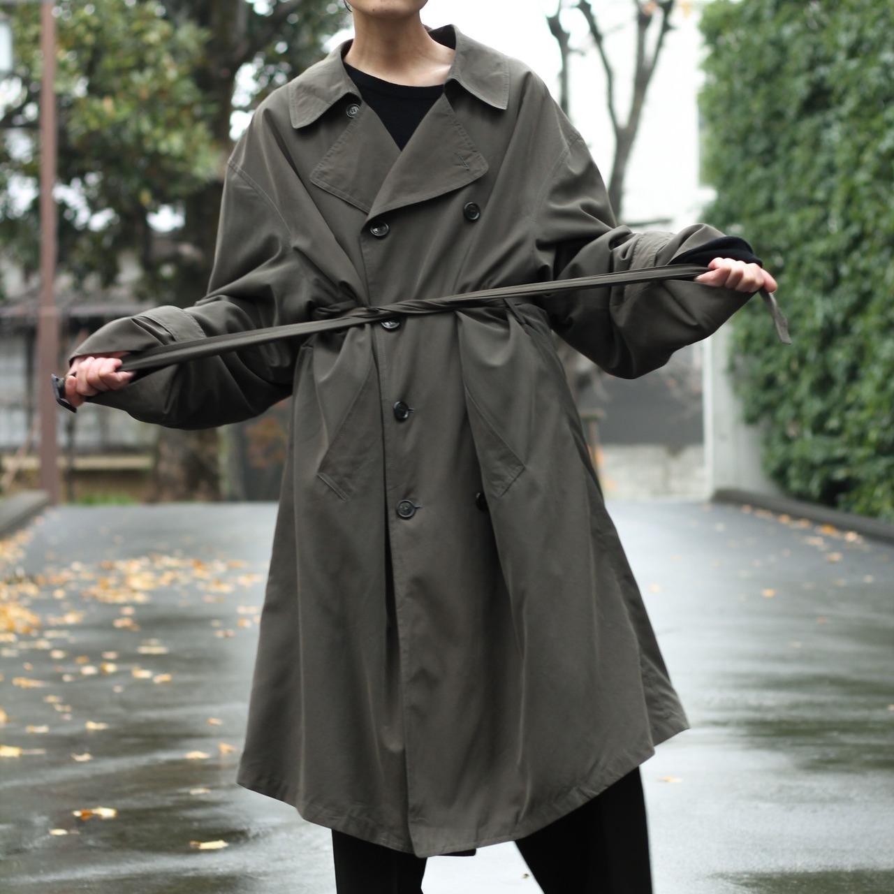 オリーブグリーン スムース オーバーサイズ ドロップショルダー  