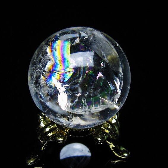 アイリスクォーツ 水晶 丸玉 虹入り 27mm 水晶玉 置物 スフィア 141-6944