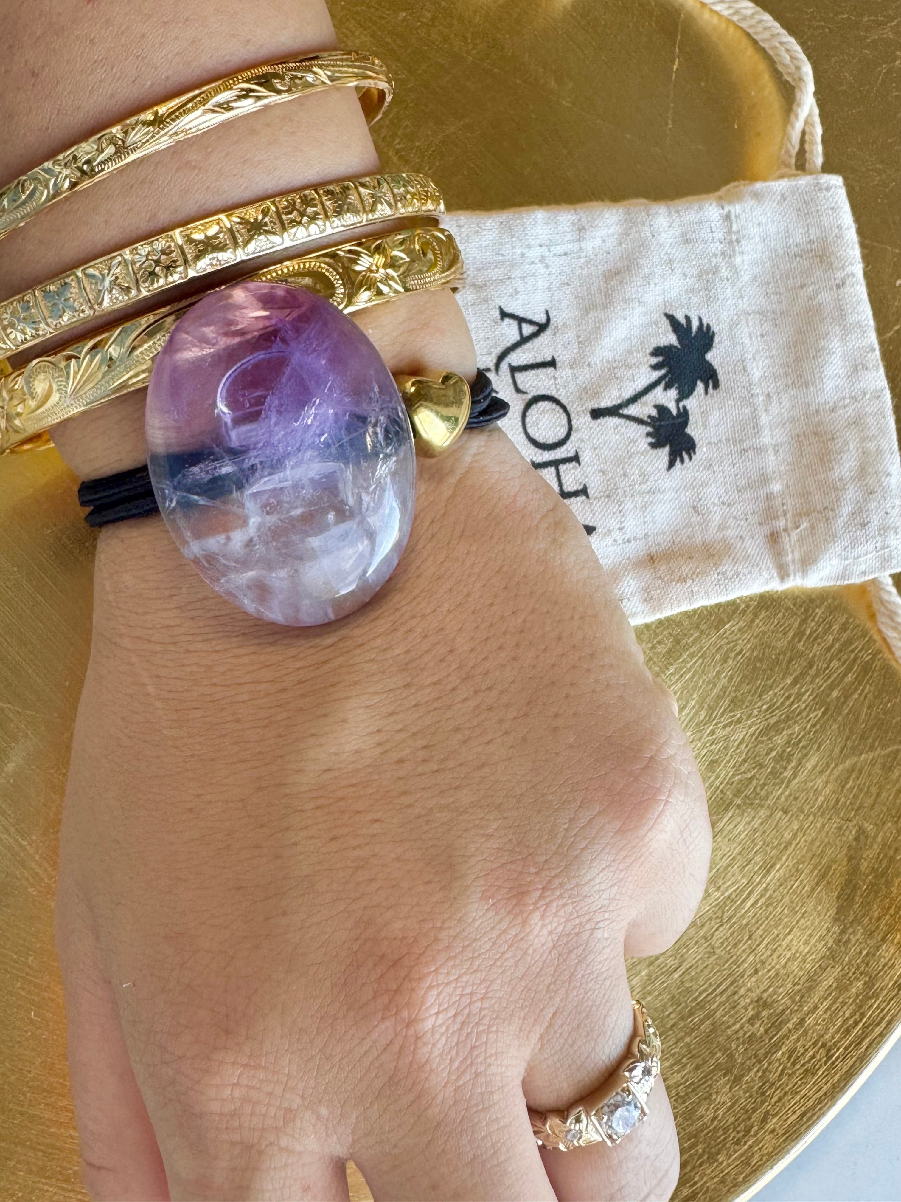 Oval Amethyst hair accessory(オーバルアメジストヘアゴム