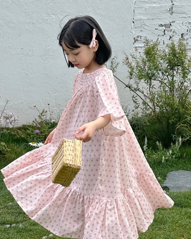 90-150】smocking summer dress ワンピース スモッキング刺繍 