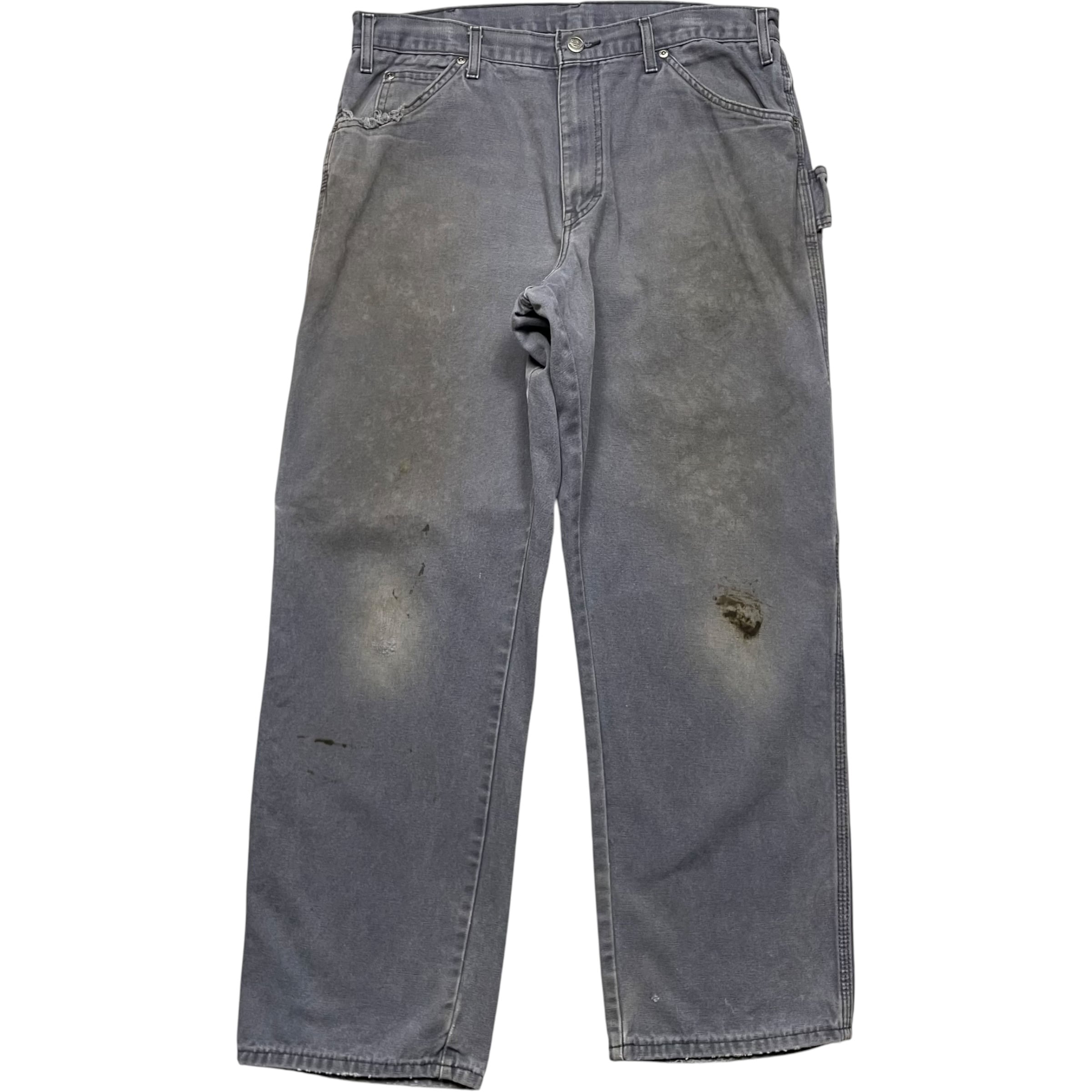 《実寸 W34 L29》 Dickies ディッキーズ ペインターパンツ ワークパンツ ネイビー フェード ダメージ ワンポイントロゴ no.10279