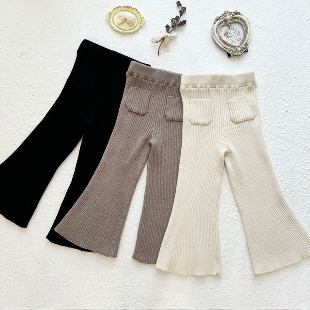 【予約商品】[90-140cm] knit flare pants 3col