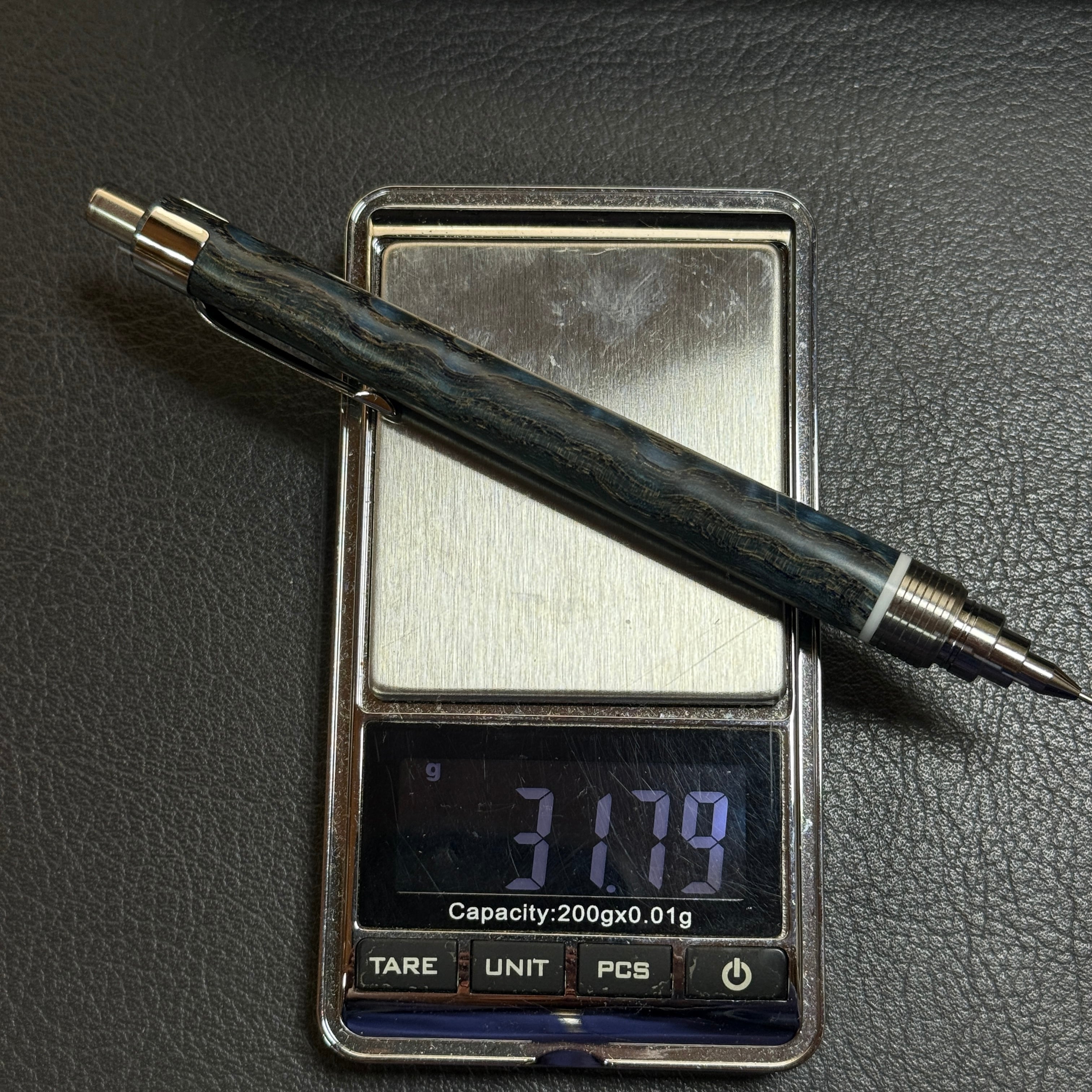 205タモ波杢スタビ 木製シャーペン 超低重心(溝付き) ステンレス