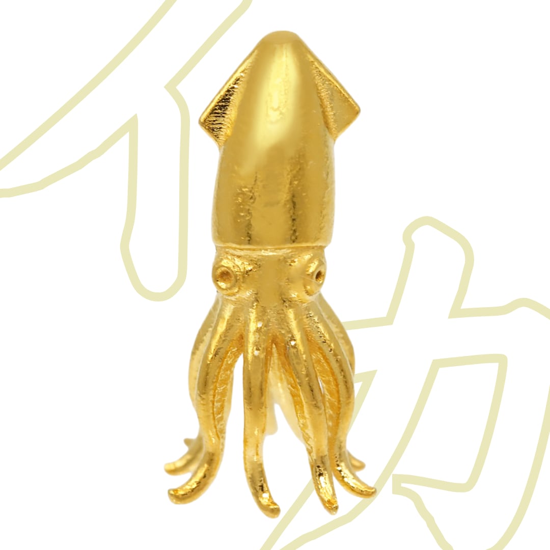 純金のイカ 1グラム JUNGOLD  指先サイズの芸術品 額縁ケース付き