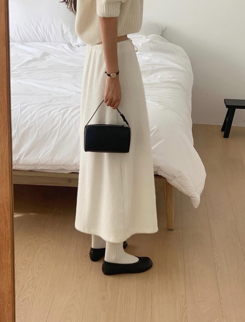 (LITER) Sana fur flare skirt / 2color