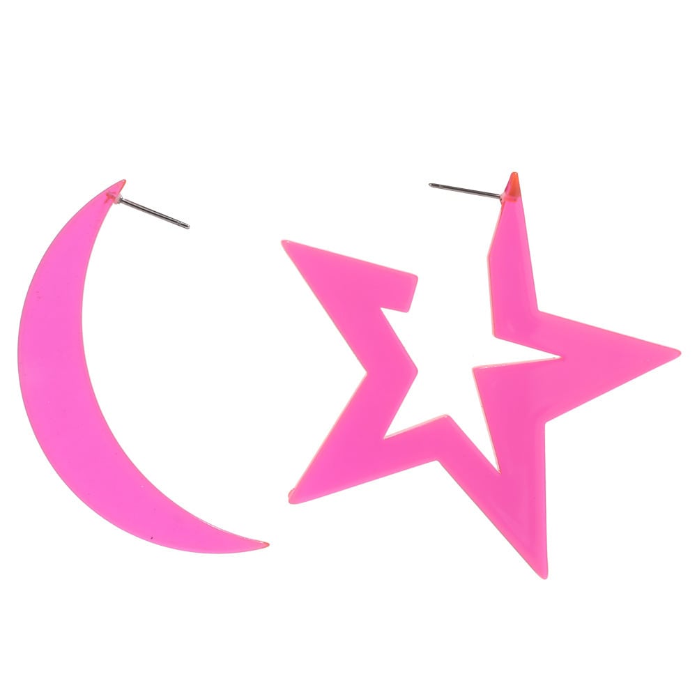 スター&ムーン ネオンピンク 蛍光 ネオンカラー ダンス イベント フェス 衣装 星 月 アイコン モチーフ