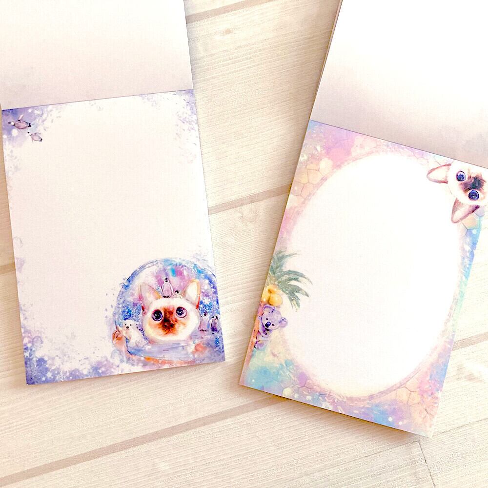 ねこメモパッド|kyou wa donna hi?〜スノードームのおともだち〜 猫 ネコ ねこ 猫雑貨 ねこモチーフ ネコ柄 コンパクトサイズ かわいい 文具 メモ帳