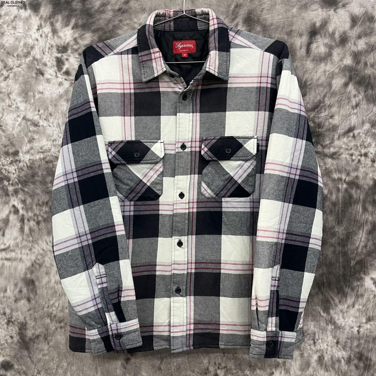 シュプリーム  20AW  Quilted Flannel Shirt キルテッドフランネルチェック長袖シャツ メンズ L