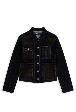 [OPEN YY] VELVET DENIM TRUCKER JACKET, BLACK 正規品 韓国ブランド 韓国通販 韓国代行 韓国ファッション オープン ワイワイ 日本 店舗