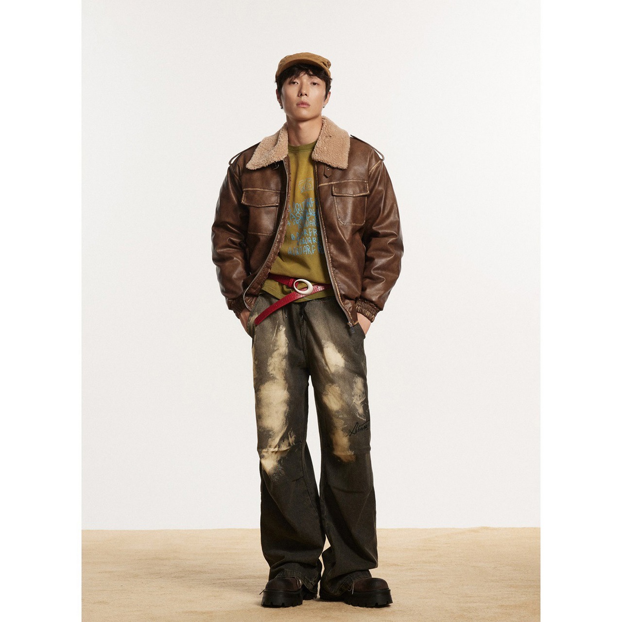 【暖かさUP】VINTAGE ストリート PUレザー 中綿ジャケット T1288