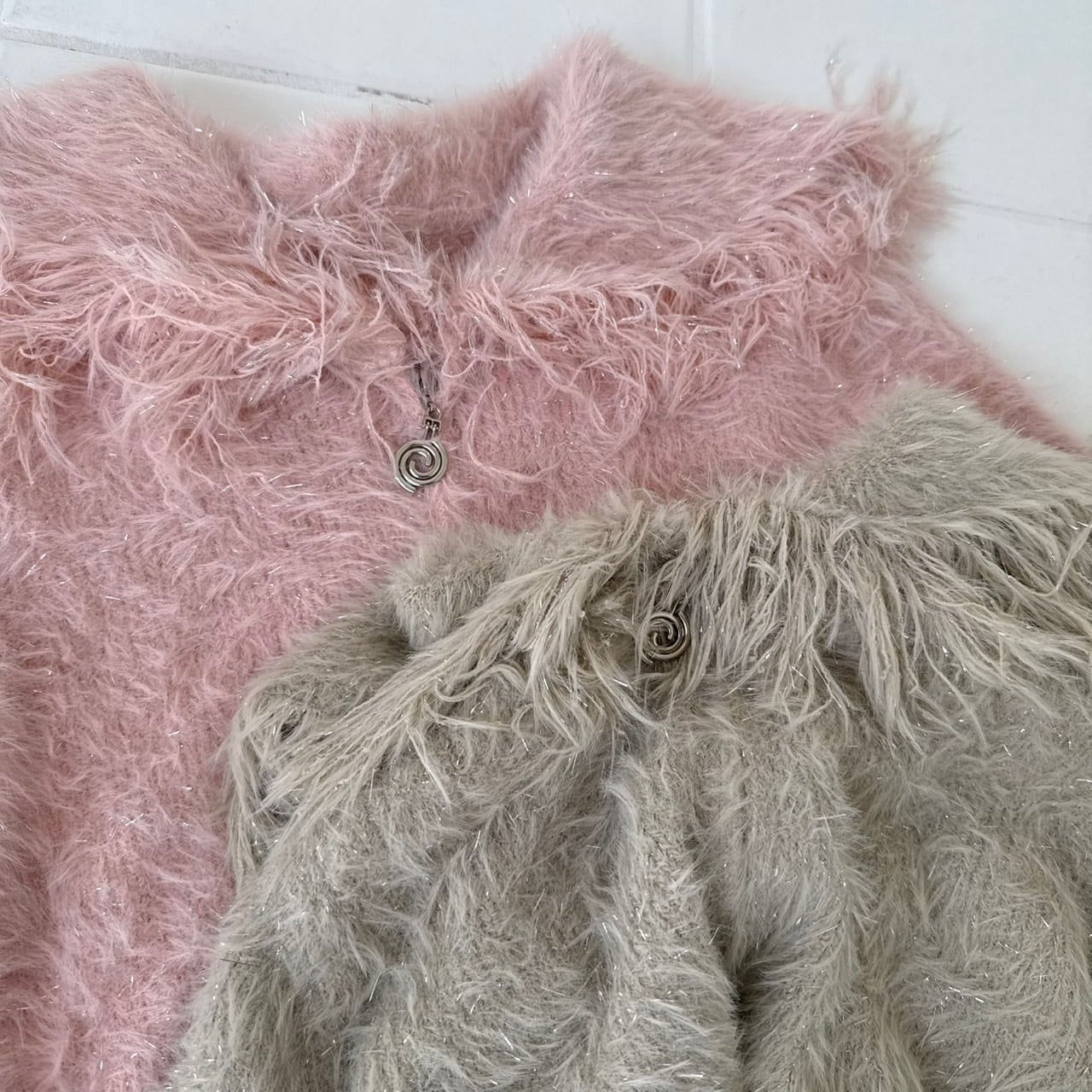 キラキラBIGカラーダブルジップニットトップス_LN03647