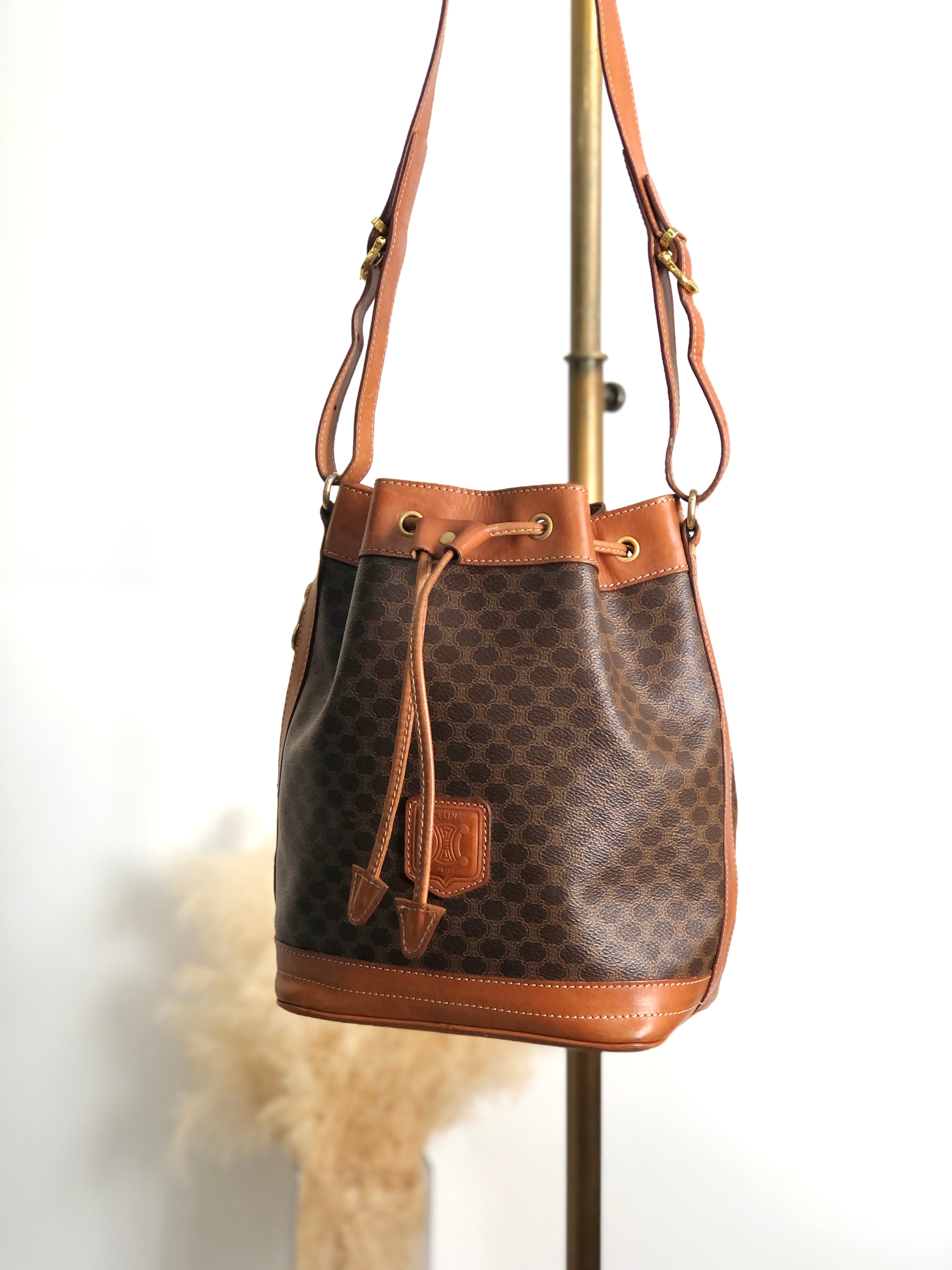 CELINE　セリーヌ　ヴィンテージ　70～80s　スカート　オールドセリーヌ レディース] 70's~80's ヴィンテージ セリーヌ 巾着バッグ ブラウン