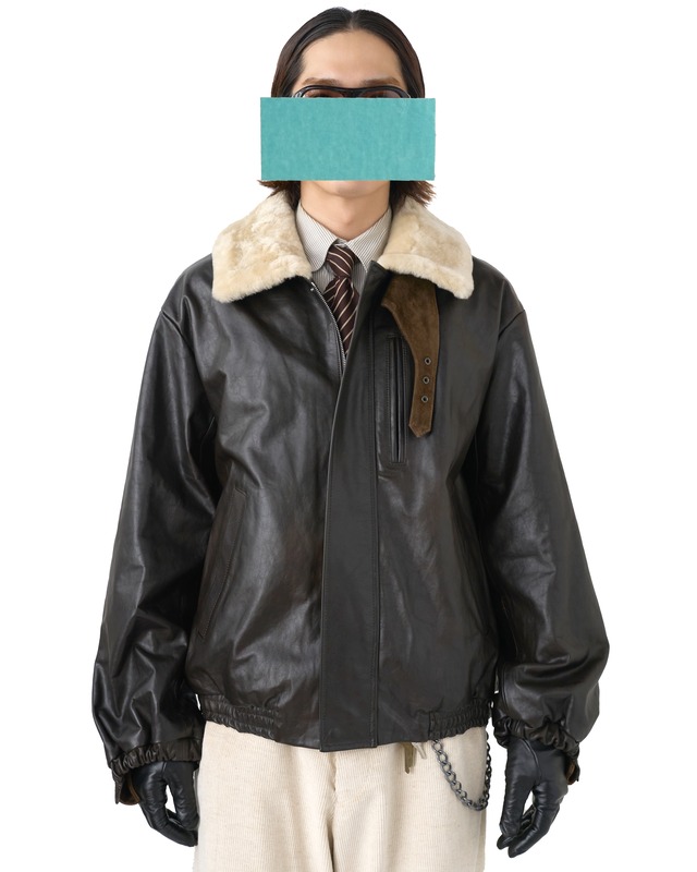 ssstein "MOUTON COLLAR CALF ZIP JACKET〔DARK BROWN〕"