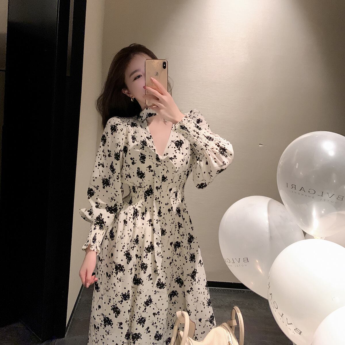 花柄ミモレ丈ワンピース R2044 | Suri Suri masuri スリスリマスリ（元  