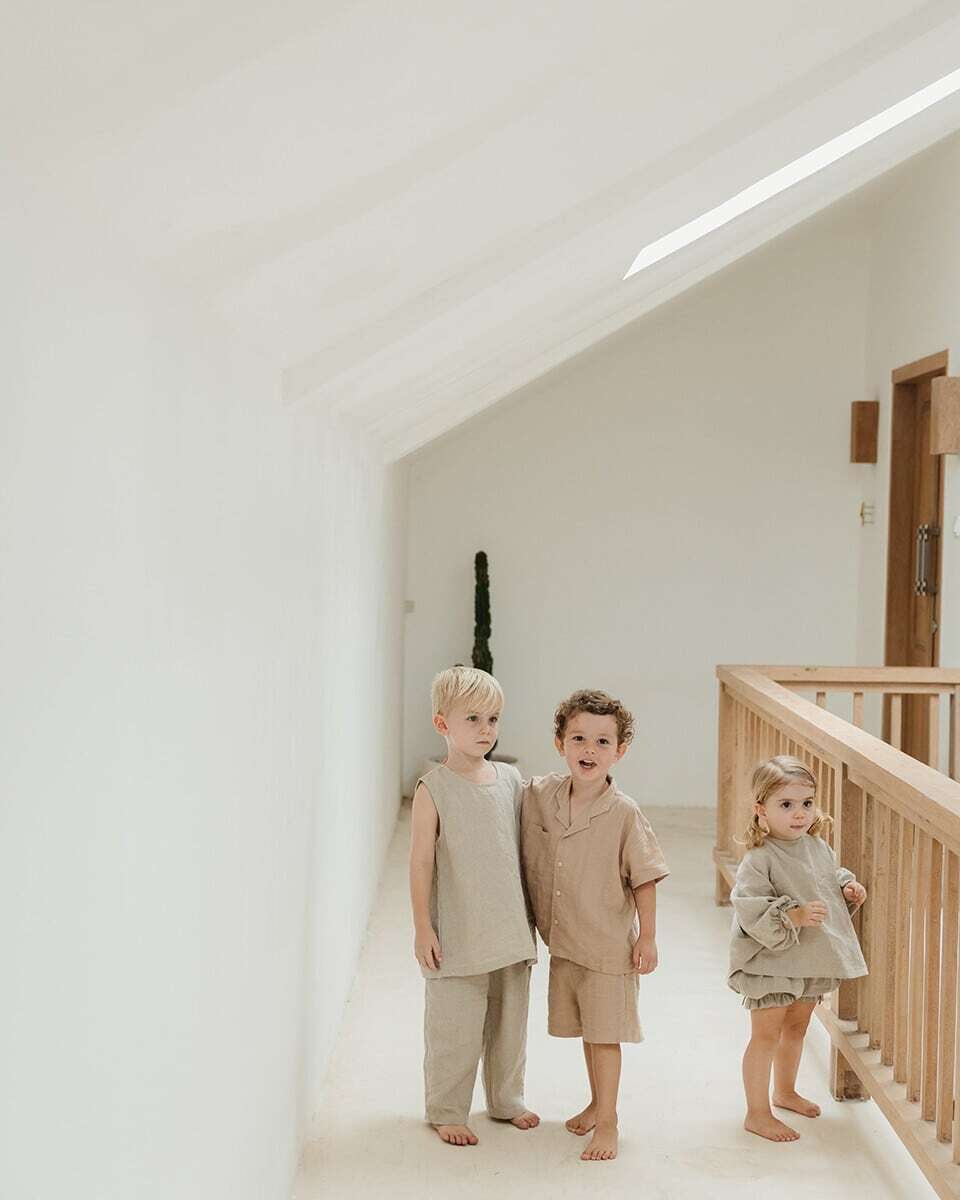 son and daughter】Koa Linen Sets - Black | RIRIBELL