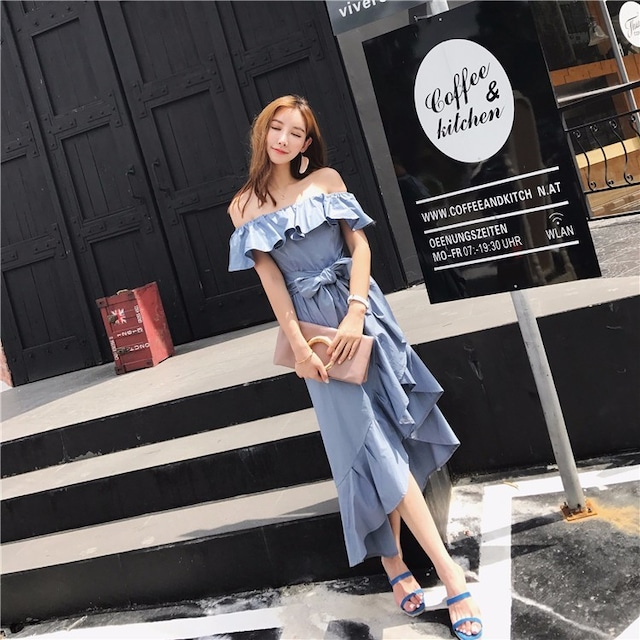 オフショルダーワンピース フレア フリル 不規則 前が短い後ろが長い Lavy 秋 冬 レディースアパレル Kosy オフショルダーワンピース フレア フリル 不規則 前が短い後ろが長い Lavy 秋 冬 レディースアパレル Kosy