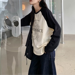 raglan sleeve print t-shirt　J00188