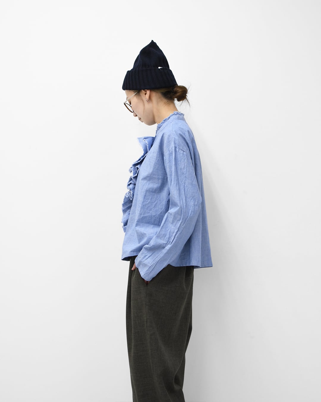 MidiUmi [ミディウミ] dungarees ruffle shirt [1-730081] ダンガリー