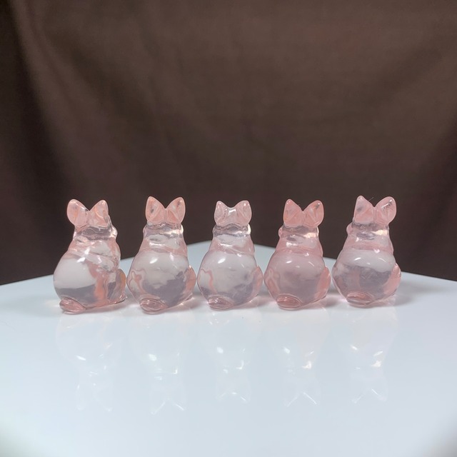 3.超透明☆モザンビーク産ローズクォーツ・うさぎさん
