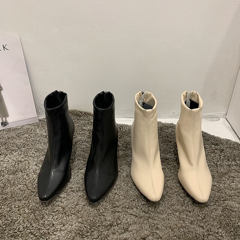 ショートブーツレディースカジュアルベルベットチェーン ヒール ハイヒール 靴 シューズ フェイクシューズ26814138876