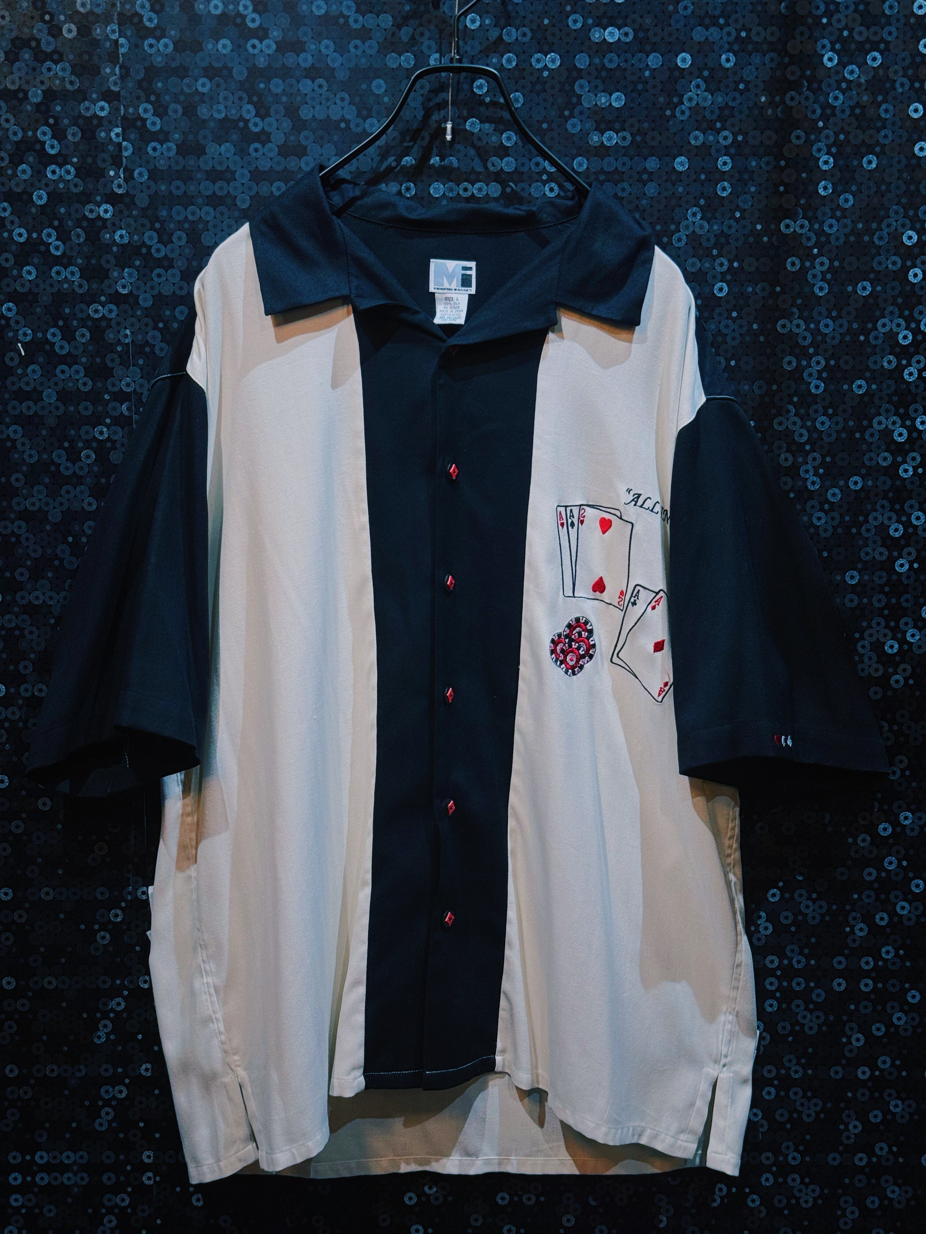 【ÆIEM】"MODERN IMAGES"vintage “ALL IN” Embroidered Silk Bowling Shirt