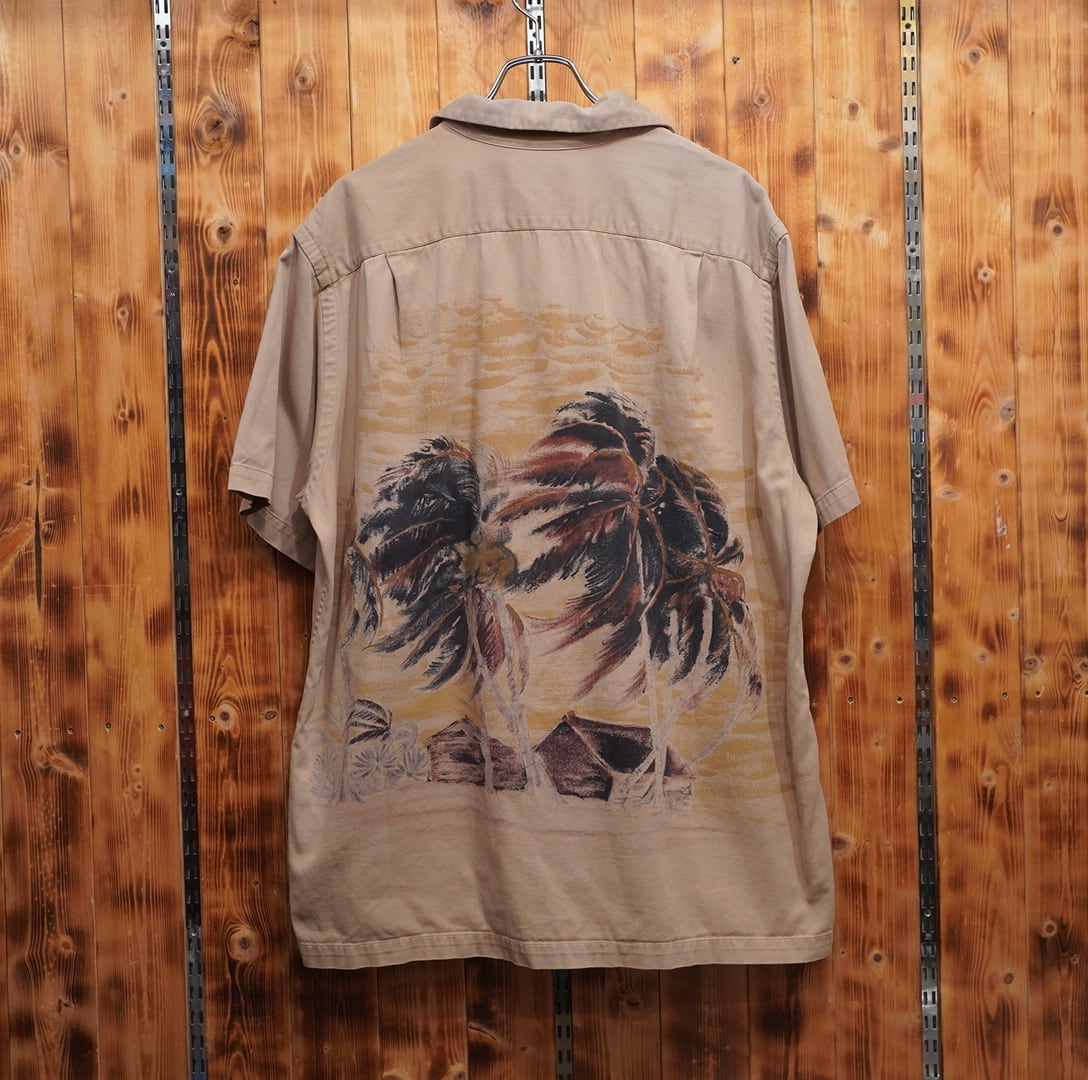 名作 90s ラルフローレンVINTAGE CAMP シャツ パームツリー L 90s ralphlauren vintage camp パームツリー L/開襟シャツ オープン
