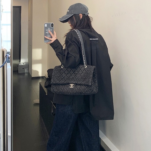 C-318　2025秋新作♡RICECAKE刺繍ダブルジップ長袖シャツブルゾン　ブラック　0808