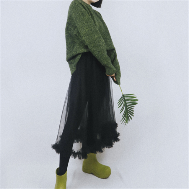 【Tea Tree】シアーメッシュフリルボリュームスカート 3color 10386