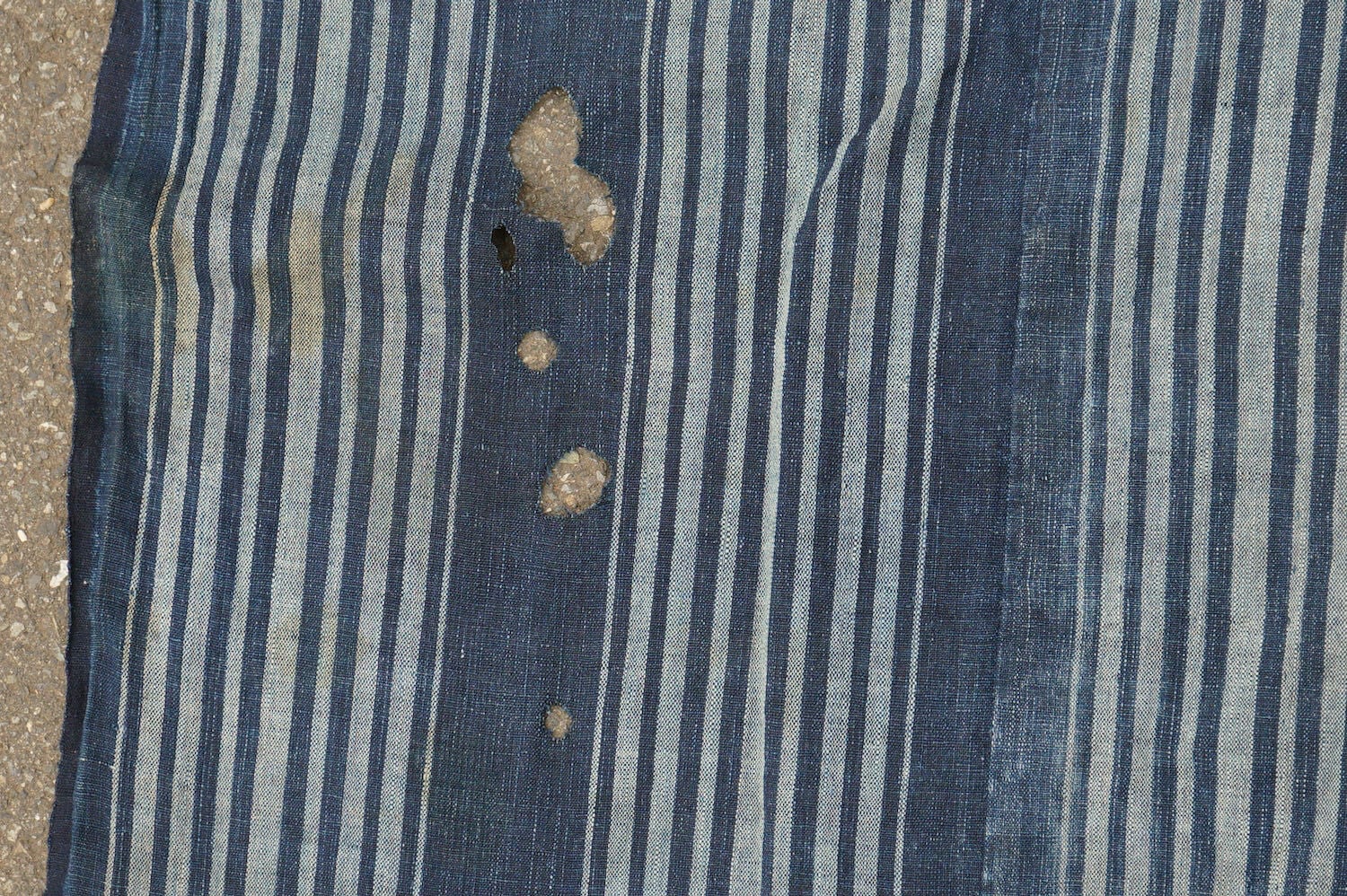 734 縞木綿 ボロ 襤褸 藍染 木綿 古布 継ぎ接ぎ 継ぎ当て アンティーク 