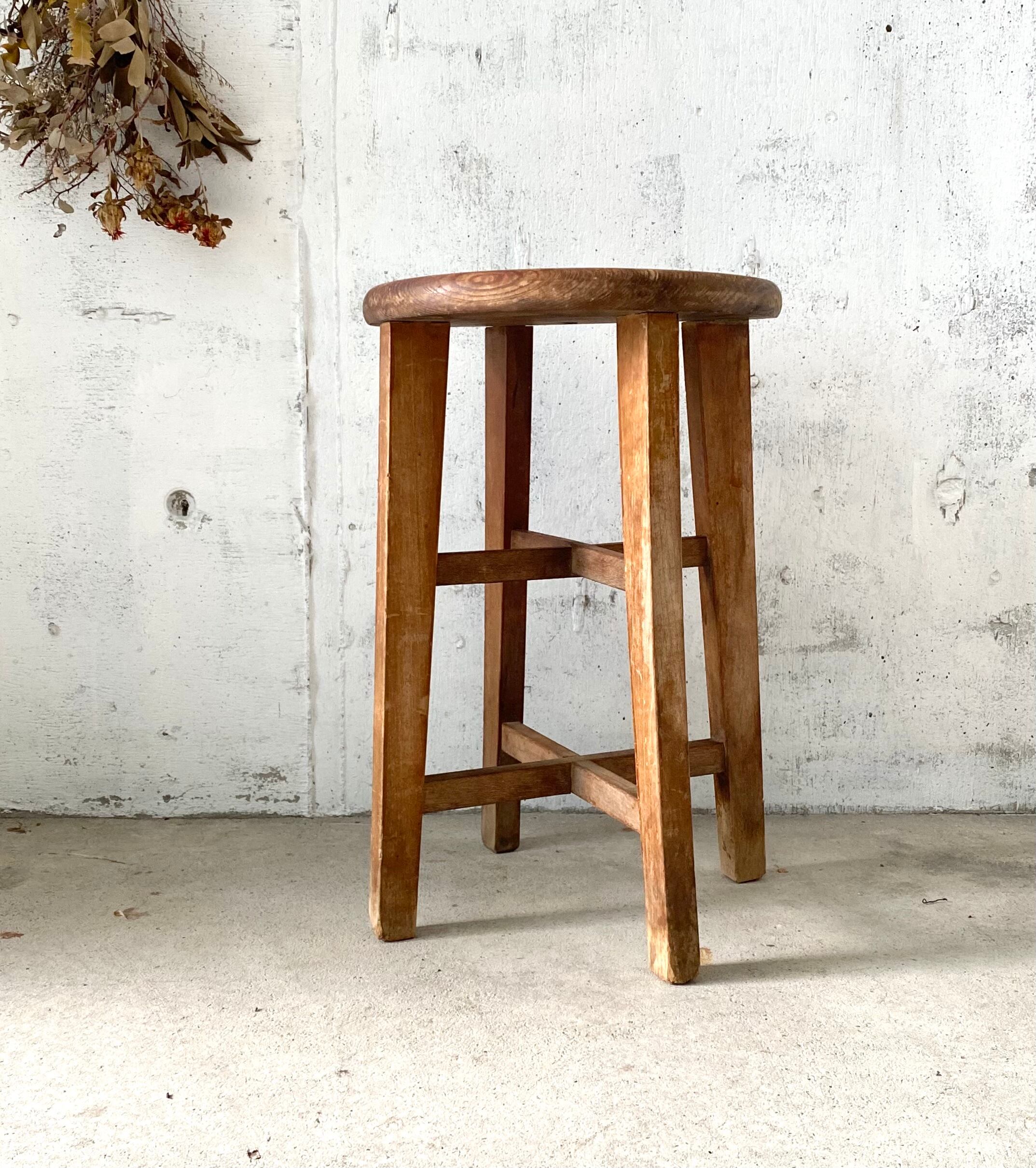 木製スツール　３脚セット　高さ43cm　丸椅子　stool