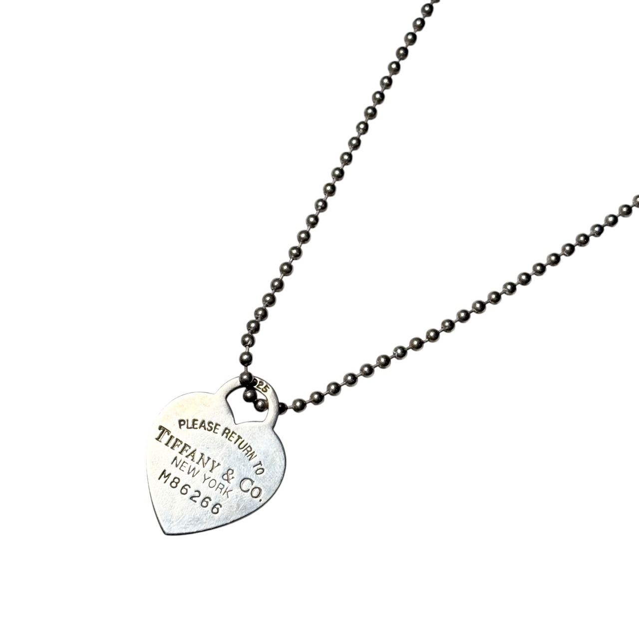 TIFFANY silver “Return to Tiffany” heart pendant long chain necklace
