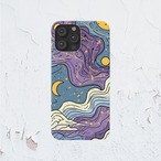 受注生産 iPhoneケース 紫の月夜と流線星図｜天体図風 STAR045A