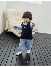 ハンス / Hans / ボーダー裏起毛パンツ / 韓国子供服 / キッズ / 26winter〖取寄〗*XXS~JS*