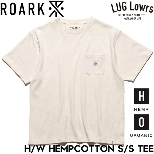 ROARK ロアーク Tシャツ メンズ 半袖Tシャツ ヘビーウェイトTシャツ ヘンプTシャツ コットンTシャツ ポケットTシャツ 消臭 調湿 H/W HEMPCOTTON S/S TEE RTJH1220-WHT 26SU 日本代理店正規品