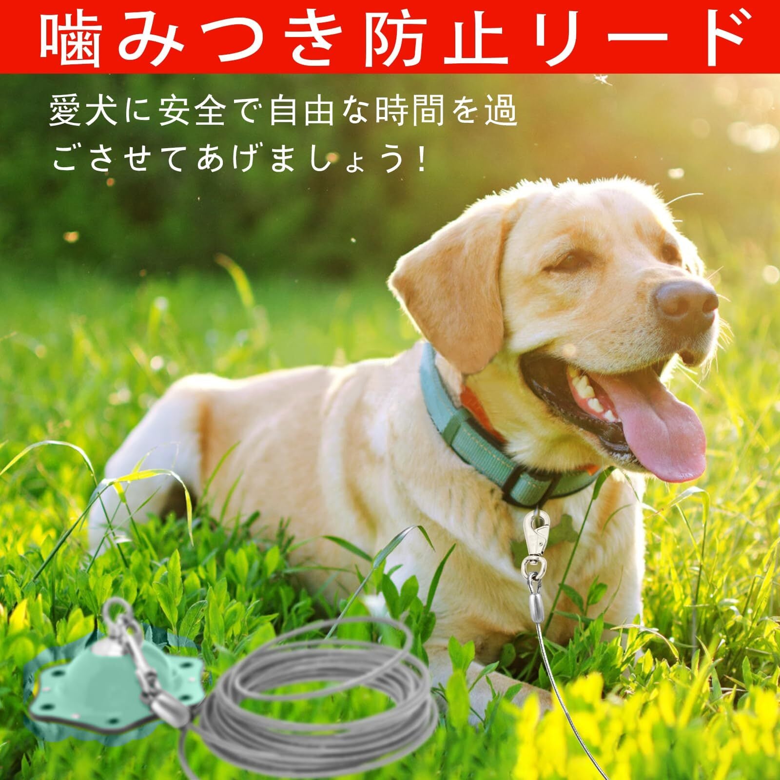MiderHao 係留 ケーブル犬 鎖2m/3m/4.5m 庭用犬ランナー 犬ケーブル