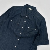 INGEBORG インゲボルグ デザインボタン 半袖 デニム シャツ コットン Mサイズ/レディース PINK HOUSE ピンクハウス