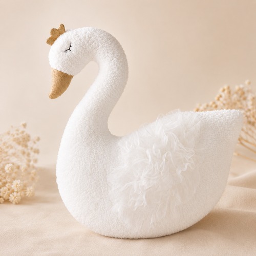 6.Swan Princess Prop｜クラウン付き ホワイトスワン ニューボーンフォトプロップ