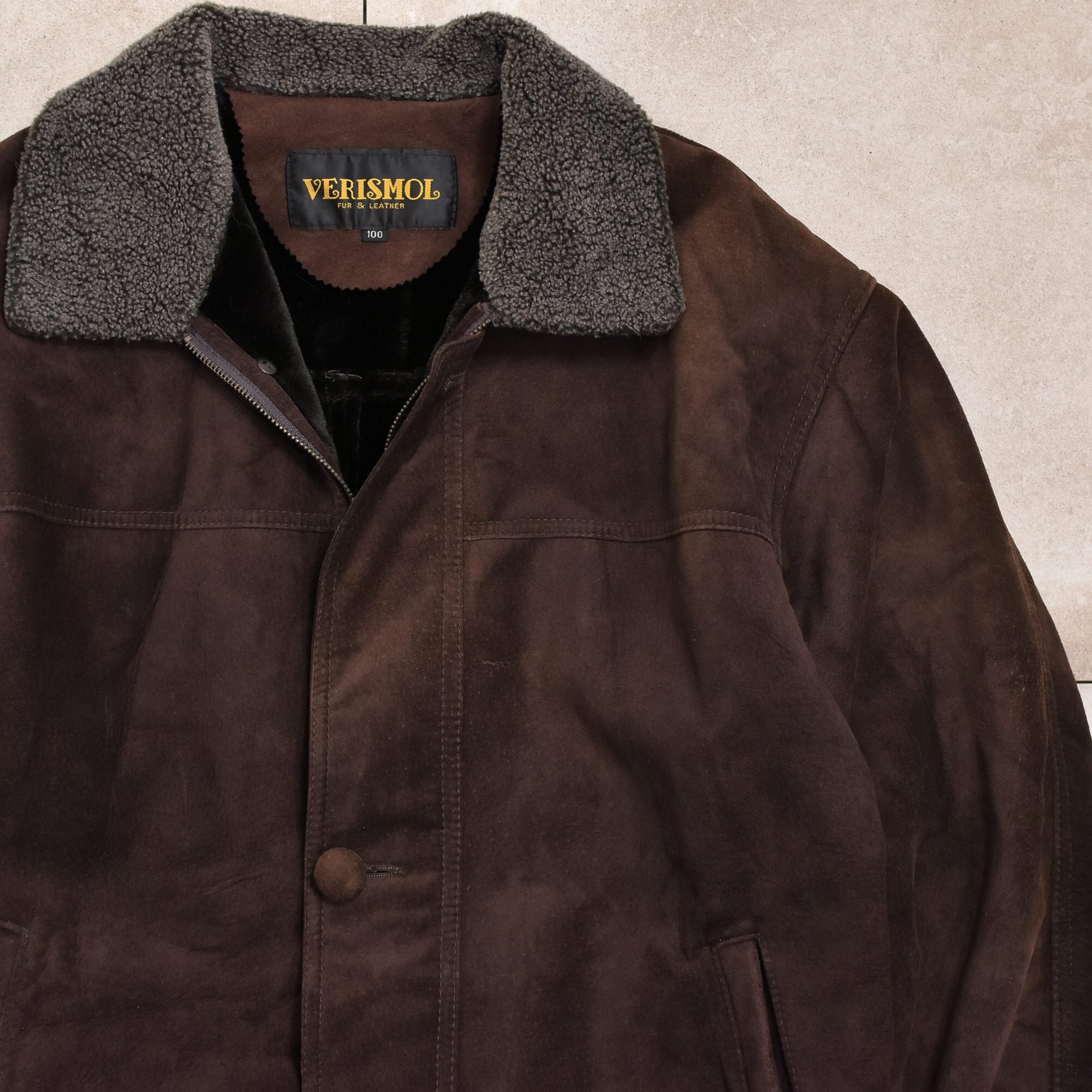 羊革 ダークブラウン ジャケット 古着 90s～ Brown suede leather jkt | 古着屋 grin days memory 【公式