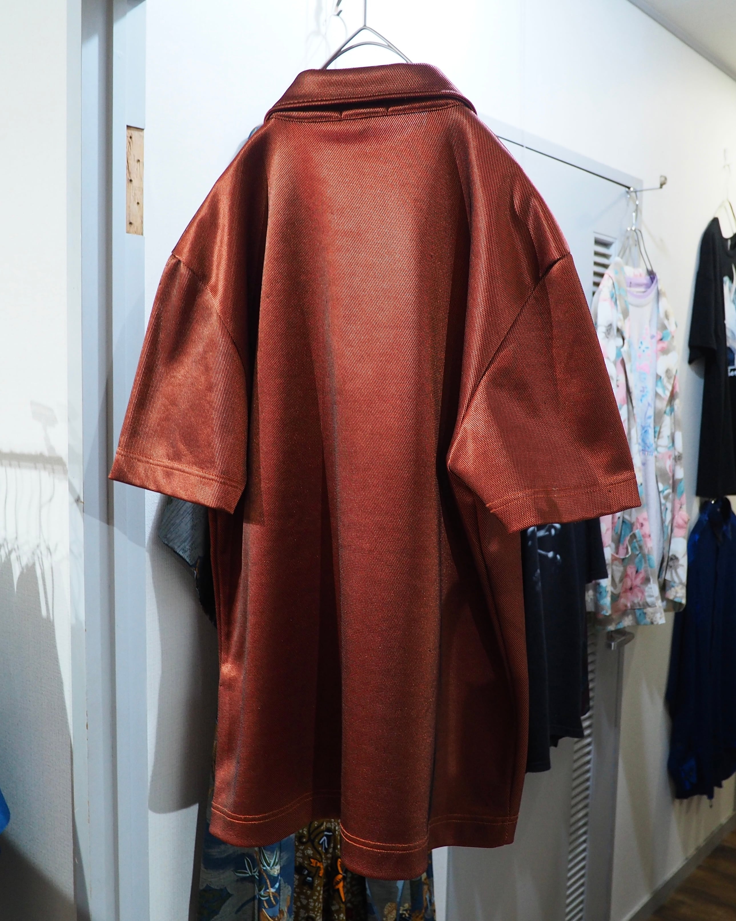 1990s " Paul Smith " Glossy Blood Orange color vintage Half zip SS Polo shirt