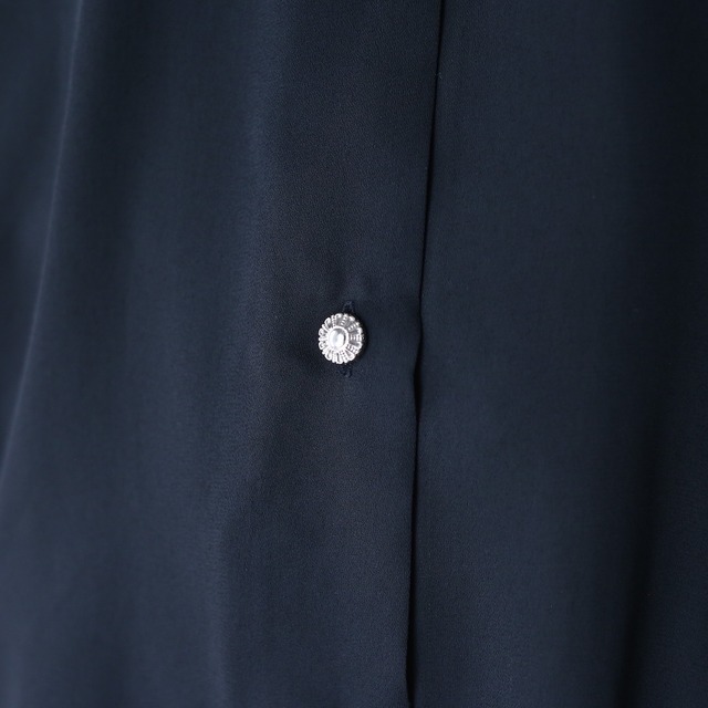 "刺繍" gross design silver beautiful button see-through shirt