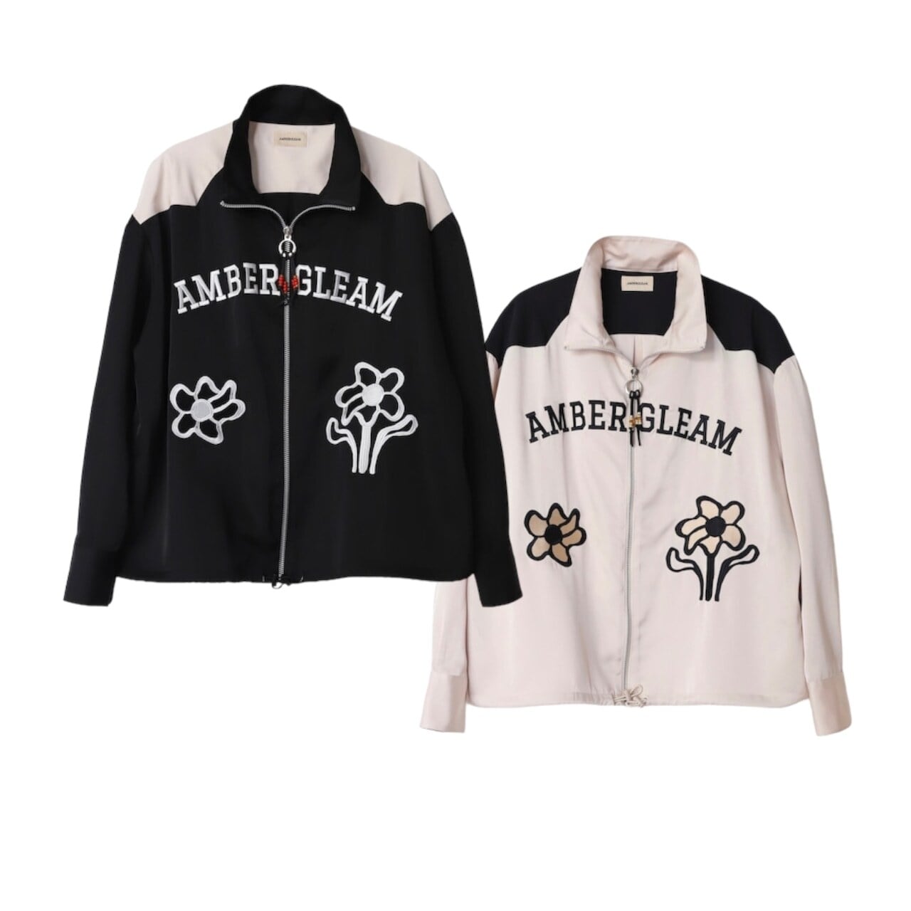 エンブロイダリーサテンブルゾン| ホワイト | AMBERGLEAM