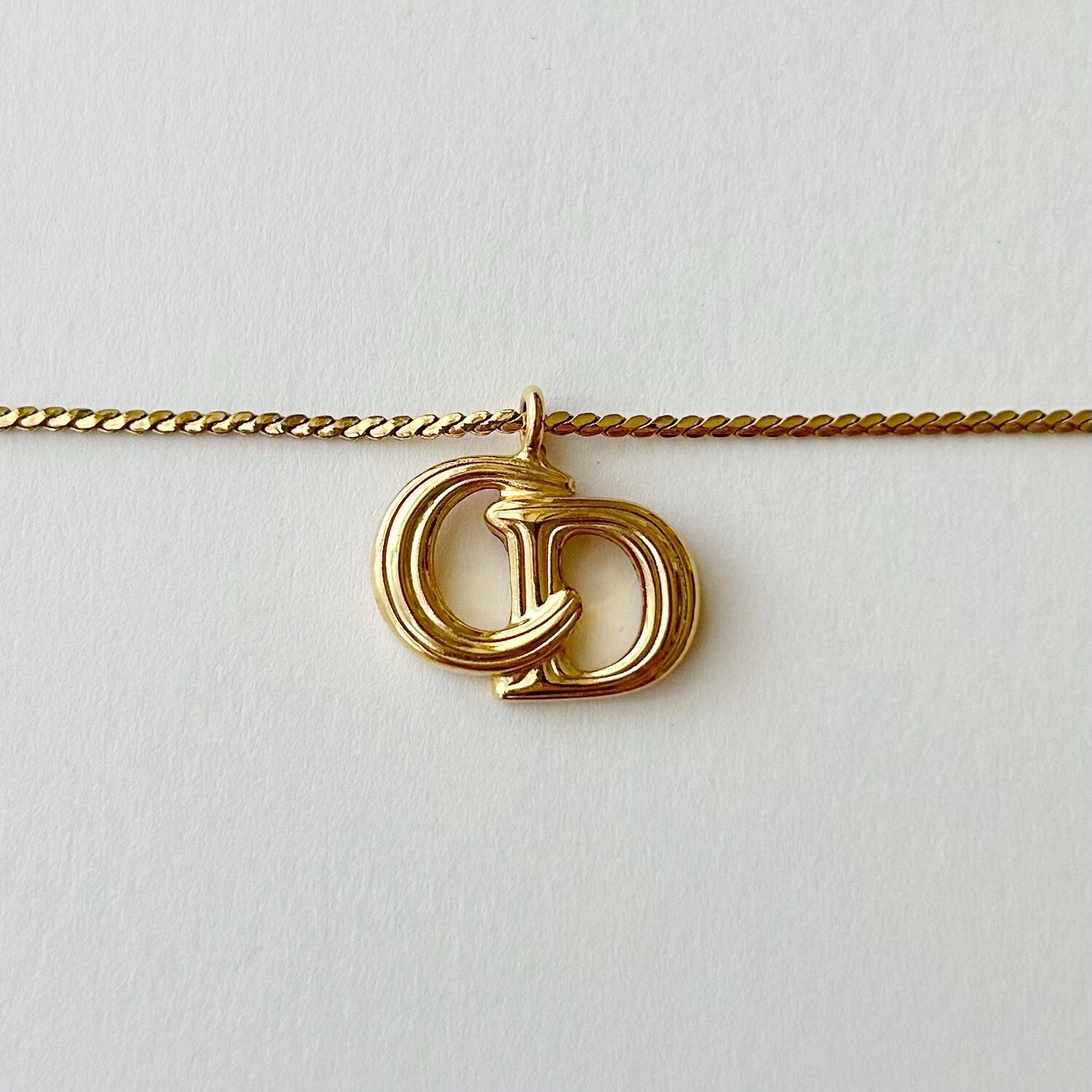 N7008】Christian Dior CD logo line necklace/クリスチャンディオール