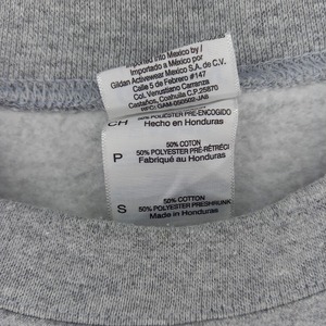 ギルダン　クルーネック　スウェット　トレーナー　ビッグプリント　グレー　S