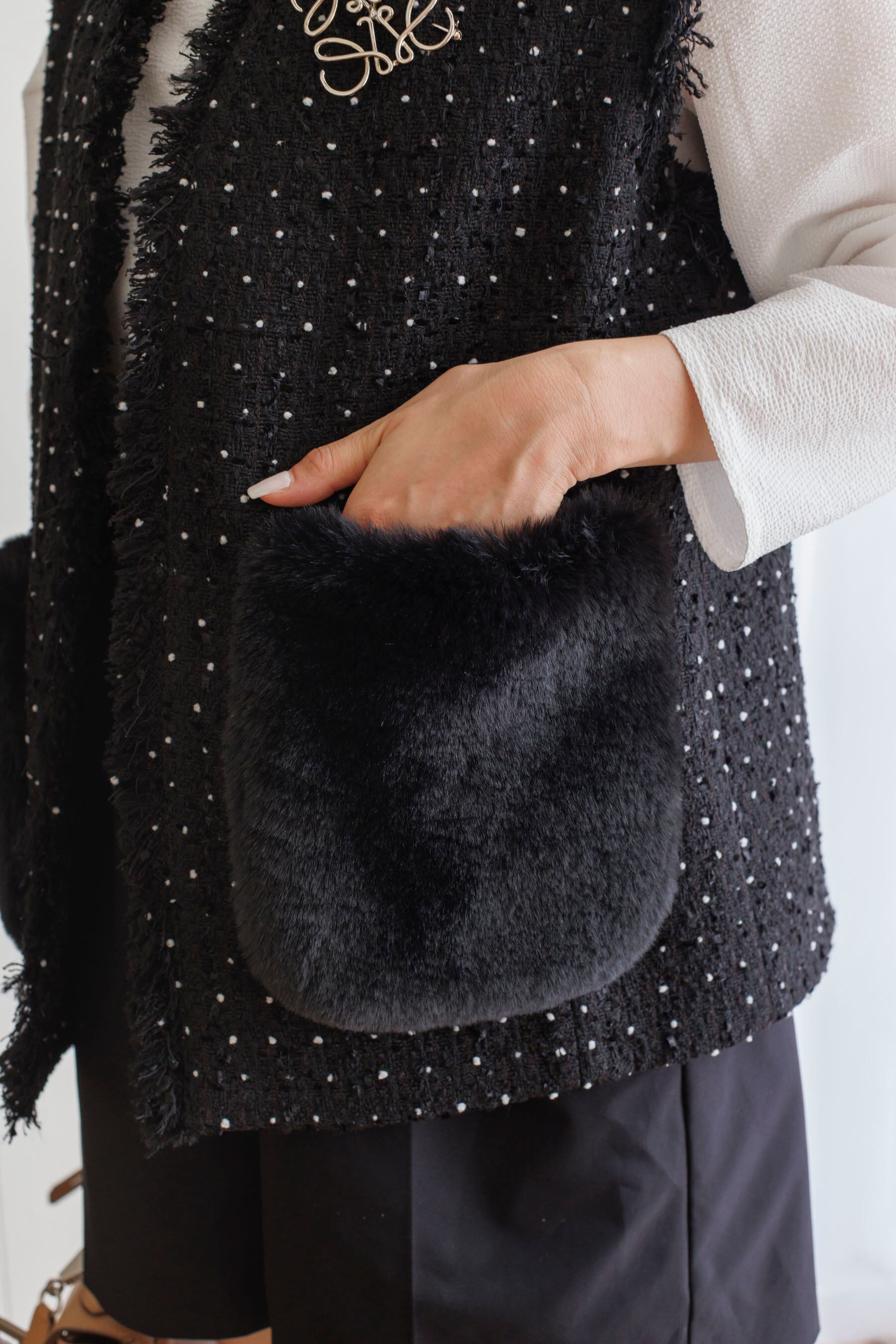 再販】11/10(fri)21:00- Dot tweed fur gilet | Bluelea