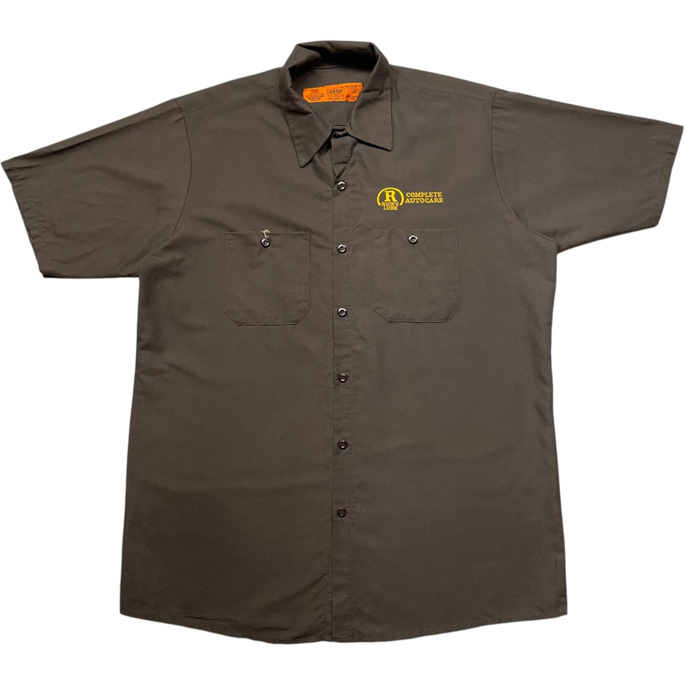《L》RED KAP レッドキャップ 半袖シャツ ワークシャツ ブラウン 車修理会社 no.6764
