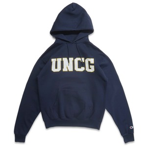 古着 チャンピオン Champion カレッジ プリント スウェットパーカー トレーナー ネイビー 表記：M　gd408282n w60106