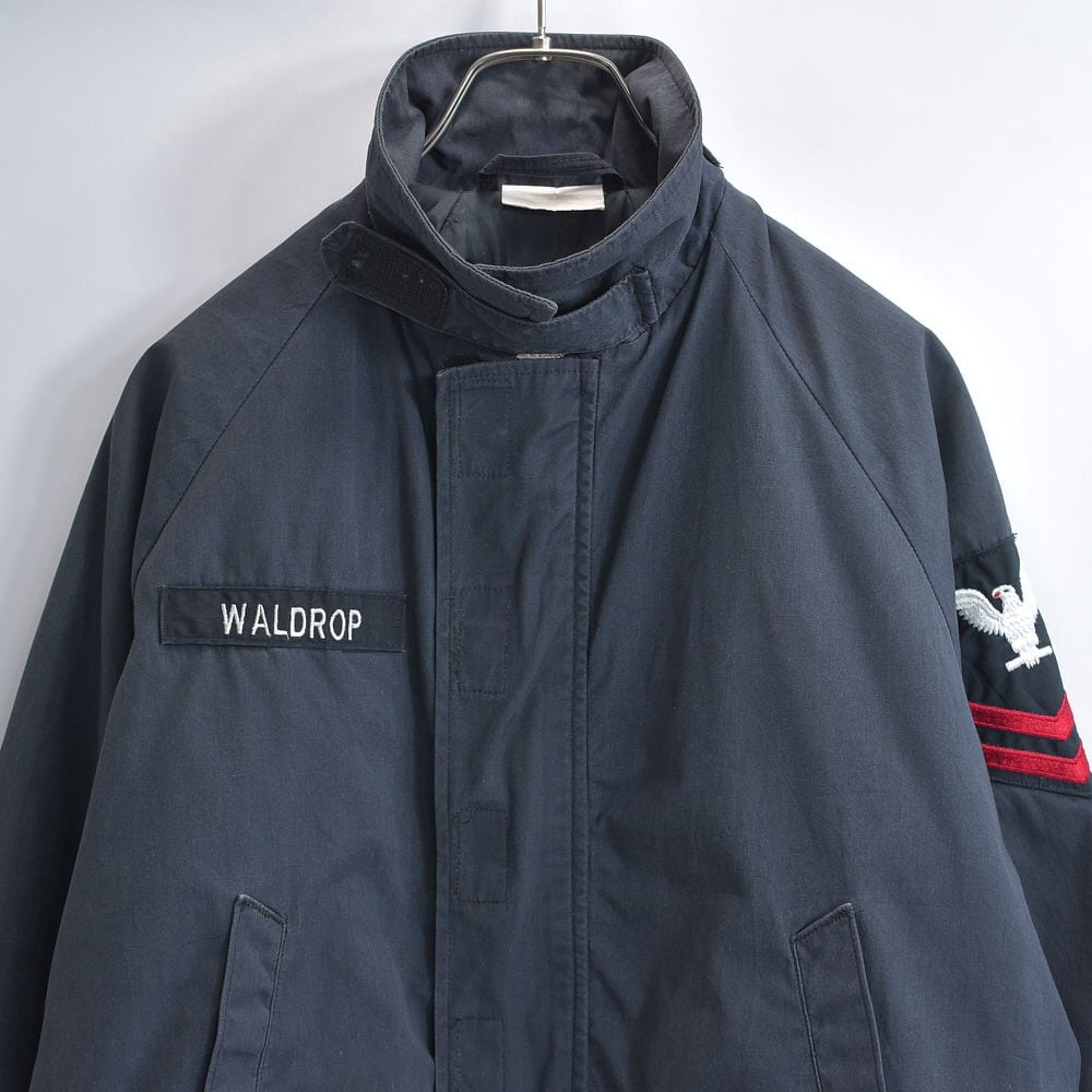 90s U.S.NAVY 米海軍 ASHLAND社製 ユーティリティジャケット シップボードジャケット 階級章 ワッペン ネームタグ YKKジップ スタンドカラー フェードネイビー ヴィンテージ ビンテージ 古着 メンズS×XS