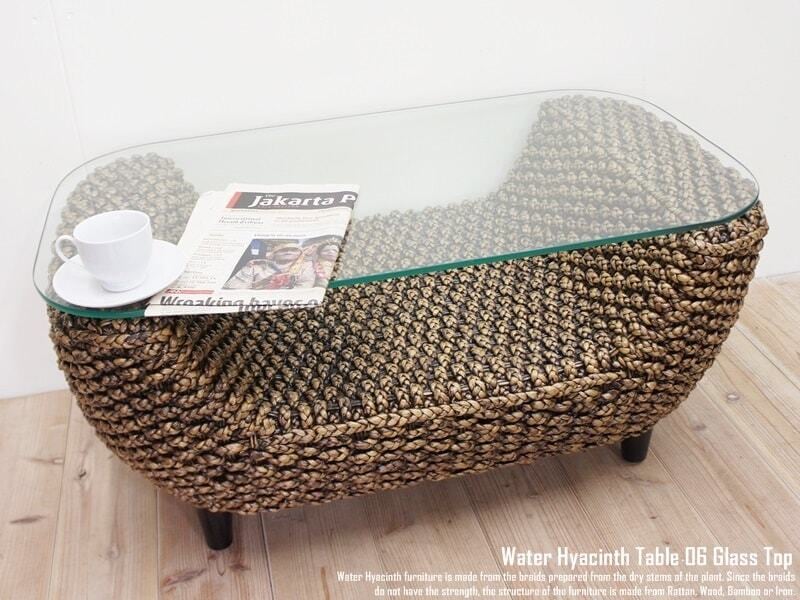 ウォーターヒヤシンス ガラステーブル U85 ディスプレイ部付 コーヒー