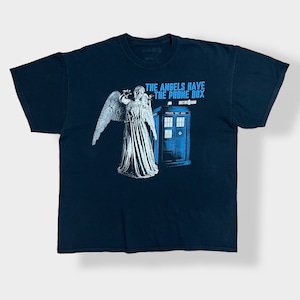 【RIPPLE JUNCTION】DOCTOR WHO ドクターフー 海外ドラマ SFドラマ 映画 ムービー ロゴ プリント Tシャツ 電話ボックス イラスト t-shirt  半袖 黒 X-LARGE us古着