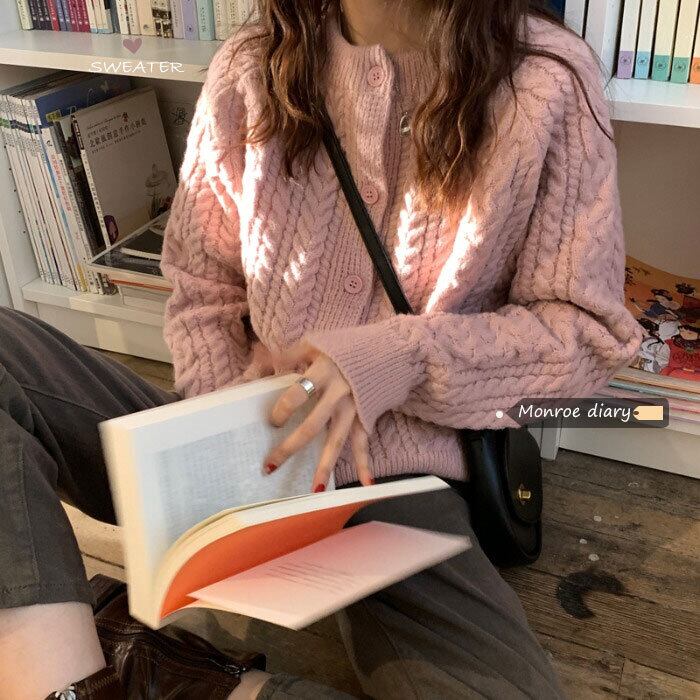 セーター カーディガンジャケット オータムウィンタールーズトップス ピンク 秋物 冬物 モンロー23582888396